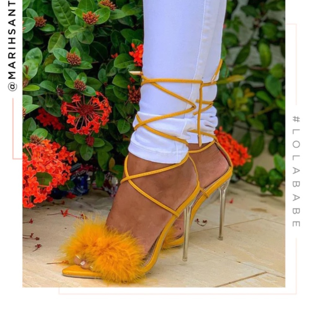Yellow Feather Heels